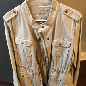Ann Taylor Loft khaki jacket with drawstring